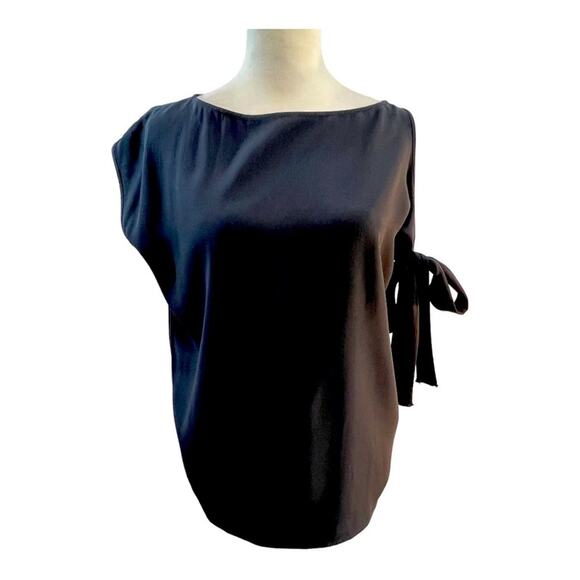 HELMUT LANG deep navy one off shoulder cap sleeve blouse SZ XS - Picture 8 of 11